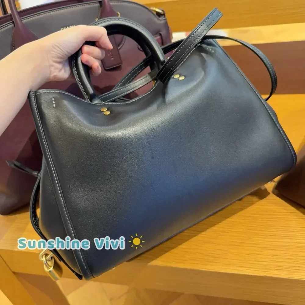 NWT Coach Rogue 31 Bag in Black Pebbled Leather & Brass Satchel Handbag CCX23